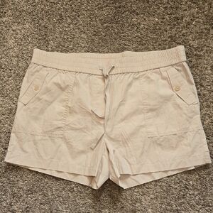 LOFT Beige Cargo Drawstring Shorts Womens Size Large